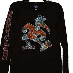 Hurricanes RN rhinestone black long sleeve shirt XS S M L XL XXL 1X2X3X4X5X